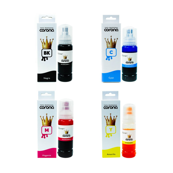 Pack 4 Tintas Corona Compatible Con Epson 544/504 CMYK 70ml