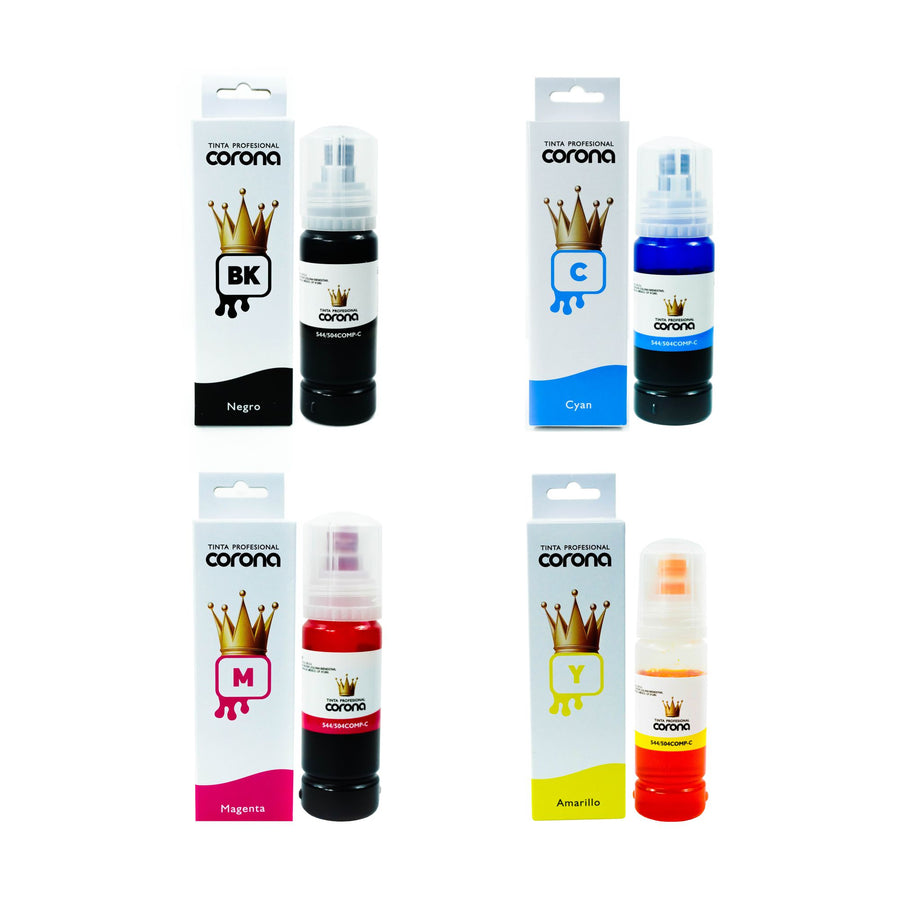 Pack 4 Tintas Corona Compatible Con Epson 544/504 CMYK 70ml