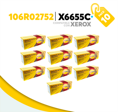 10 Pza Tóner X6655C Compatible con Xerox 106R02752
