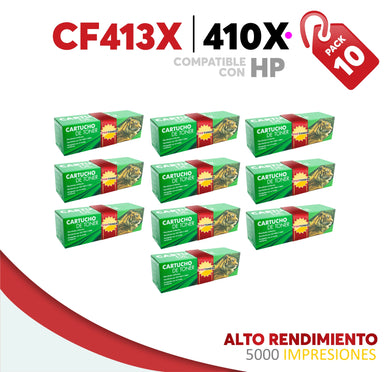 10 Pza Tóner 410X Alto Rendimiento Compatible con HP CF413X
