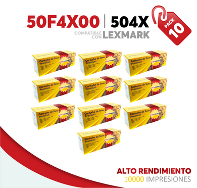 Caja 10 Pza Tóner 504X Alto Rendimiento Compatible con Lexmark 50F4X00