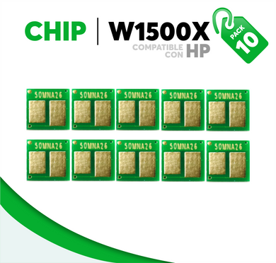 Caja 10 Pza Chip para Tóner 150X Compatible con HP W1500X