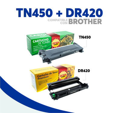 Pack Tóner TN450 Y Tambor DR420 Compatible Con Brother