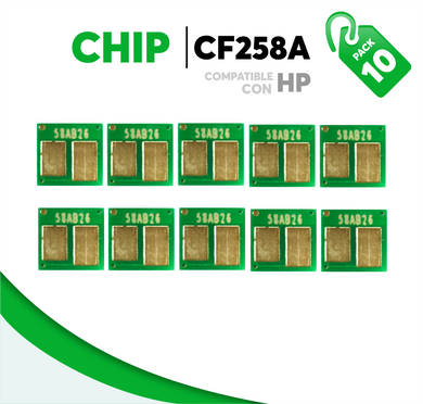 Caja 10 Pza Chip para Tóner 58A Compatible con HP CF258A