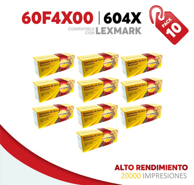 Caja 10 Pza Tóner 604X Alto Rendimiento Compatible con Lexmark 60F4X00