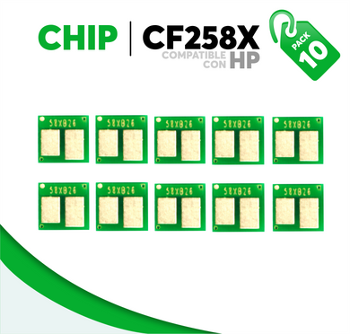 Caja 10 Pza Chip para Tóner 58X Compatible con HP CF258X