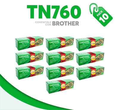 Caja 10 Pza Tóner TN760 Compatible con Brother