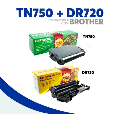 Pack Tóner TN750 Y Tambor DR720 Compatible Con Brother