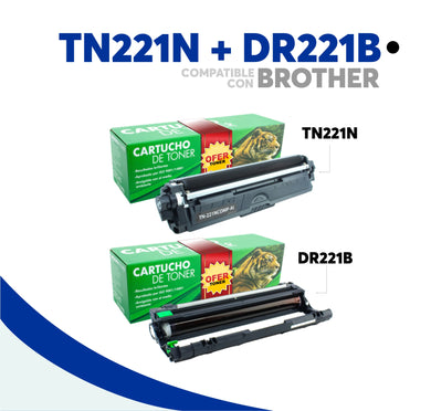 Pack Tóner TN221BK Y Tambor DR221BK Compatible Con Brother