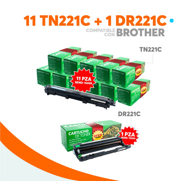 Kit Tóner 11 TN221C Y 1 Tambor DR221C Compatible Con Brother