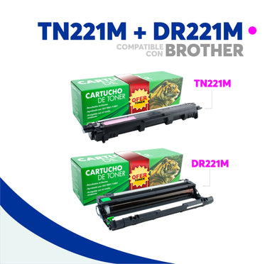 Pack Tóner TN221M Y Tambor DR221M Compatible Con Brother