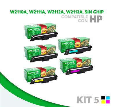 5 Pack Tóner Sin Chip W2110A/W2111A/W2112A/W2113A Compatible con HP