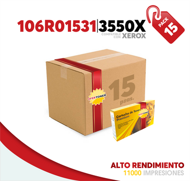 Caja 15 Pza Tóner 3550X Alto Rendimiento Compatible con Xerox 106R01531
