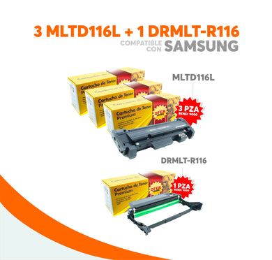 Kit Tóner 3 MLTD116L Y 1  Tambor DRMLT-R116 Compatible Con Samsung