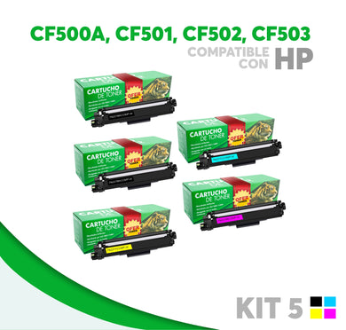 5 Pack Tóner CF500A/CF501A/CF502A/CF503A Compatible con HP