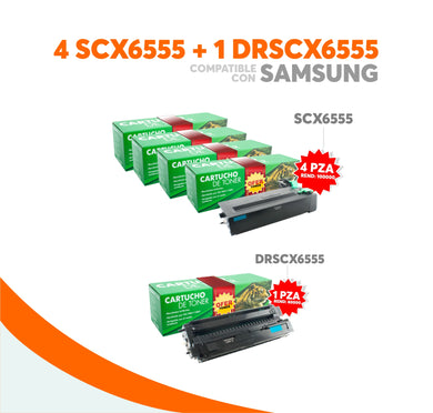 Kit Tóner 4 SCX6555 Y 1 Tambor DRSCX6555 Compatible Con Samsung