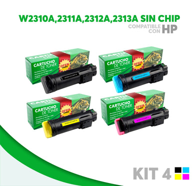 4 Pack Tóner Sin Chip W2310A/W2311A/W2312A/W2313A Compatible con HP