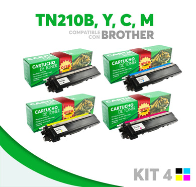 4 Pack Tóner TN210BK/TN210C/TN210M/TN210Y Compatible con Brother