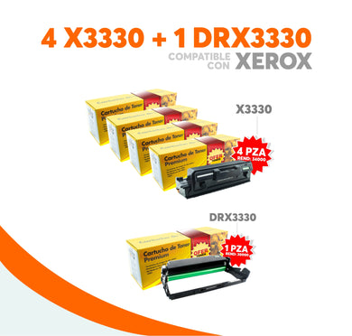 Kit Tóner 4 TNX3330 y 1 Tambor DRX3330 Compatible Con Xerox