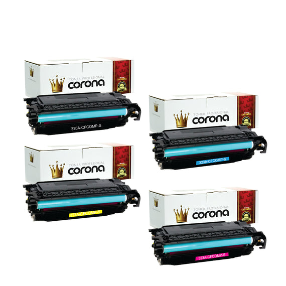 Pack Toner Color 652A 653A CF320A / CF321A / CF322A / CF323A Corona Compatible con HP