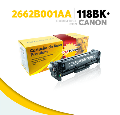Tóner 118BK Compatible con Canon 2662B001AA