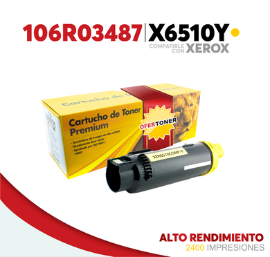 Tóner X6510Y Alto Rendimiento Compatible con Xerox 106R03487