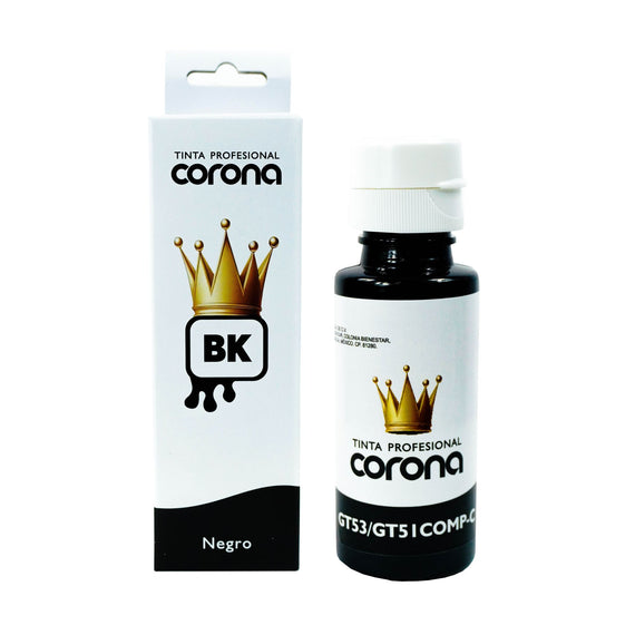 Tinta Corona Compatible Con Hp GT53/GT51/GT52 Negro 90ml