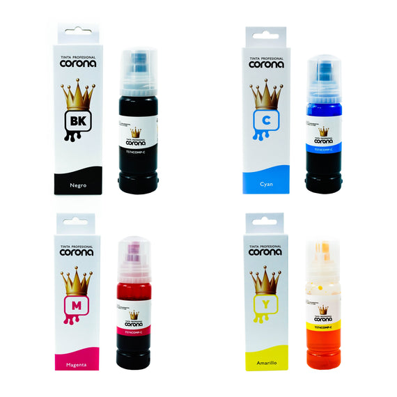 Pack 4 Tintas Corona Compatible con Epson 574 CYMK 70ml