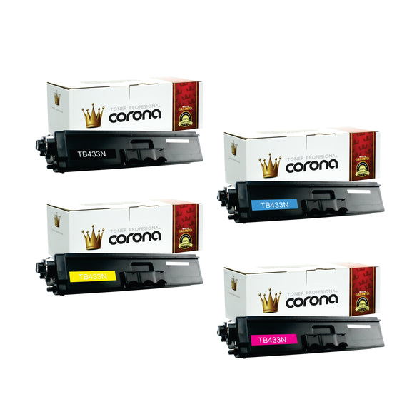 Pack Toner Color 433 TN433N / TN433C / TN433Y / TN433M Corona Compatible con BROTHER
