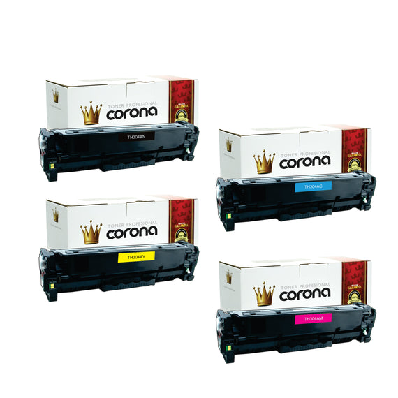 Pack Toner Color 304A 305A 312A CC530A / CC531A / CC532A / CC533A Corona Compatible con HP
