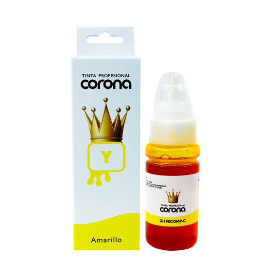 Tinta Corona Compatible Con Canon GI190 Amarillo 70ml