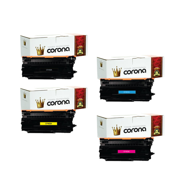 Pack Toner Color 655A CF450A / CF451A / CF452A / CF453A Corona Compatible con HP