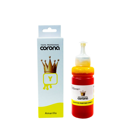 Tinta Corona Universal Compatible Con 664/673/GI190/BTD60/BT6001 Amarillo 100ml