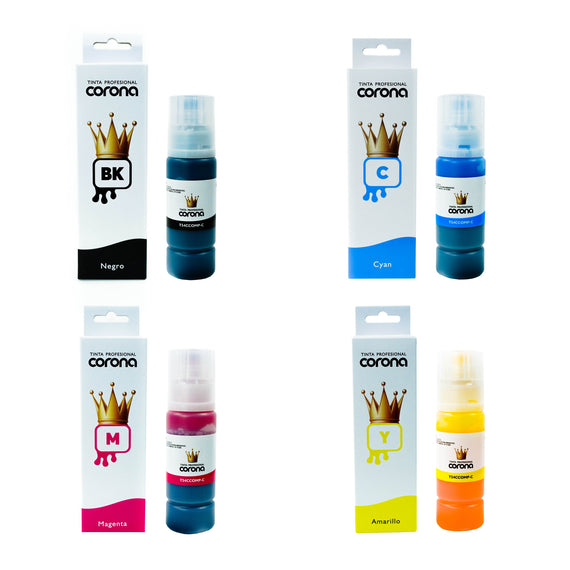 Pack 4 Tintas Corona Compatible con Epson T54C CMYK 70ml