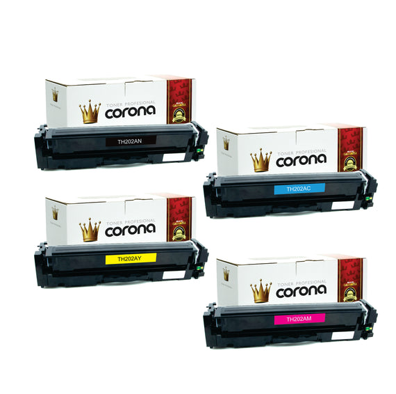 Pack Toner Color 202A CF500A / CF501A / CF502A / CF503A Corona Compatible con HP