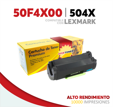 Tóner 504X Alto Rendimiento Compatible con Lexmark 50F4X00