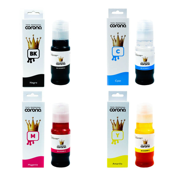 Pack 4 Tintas Corona Compatible con Epson 524 CYMK 70ml