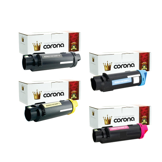 Pack Toner Color X6510 / 106R03488 / 106R03485 / 106R03487 / 10R03486 Corona Compatible con XEROX