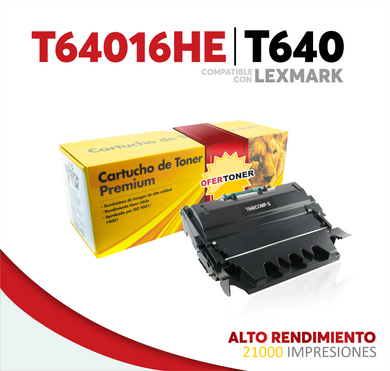 Tóner T640 Alto Rendimiento Compatible con Lexmark T64016HE
