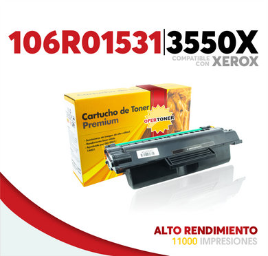 Tóner 3550X Alto Rendimiento Compatible con Xerox 106R01531