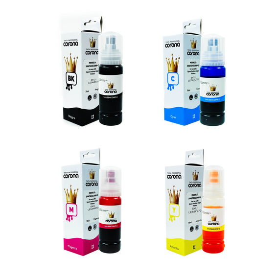 Pack 4 Tintas Corona Compatible Compatible con 504/544/GI10/GI11/GT53/GT51/GT52  CMYK  100ml