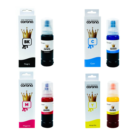 Pack 4 Tintas Corona Compatible con Epson 555 CYMK 70ml