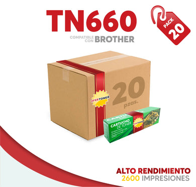 Caja 20 Pza Tóner TN660 Compatible con Brother