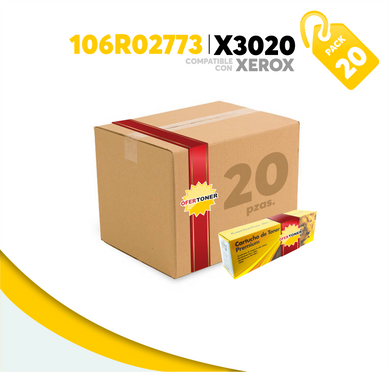 Caja 20 Pza Tóner X3020 Compatible con Xerox 106R02773