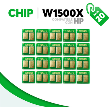 Caja 20 Pza Chip para Tóner 150X Compatible con HP W1500X