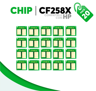 Caja 20 Pza Chip para Tóner 58X Compatible con HP CF258X