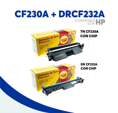 Pack Tóner CF230A y Tambor CF232A Compatible con HP