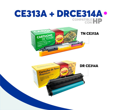 Pack Tóner CE313A y Tambor CE314A Compatible con HP