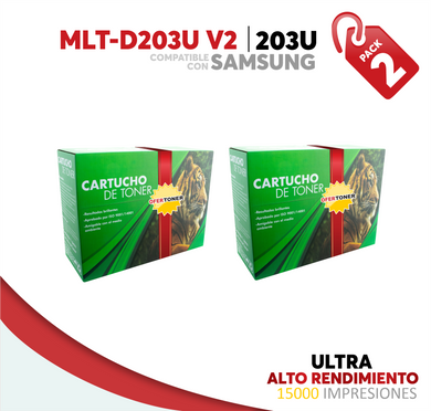 2 Pza Tóner 203U Ultra Alto Rendimiento Compatible con Samsung MLT-D203U V2