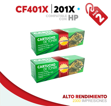 2 Pza Tóner 201X Alto Rendimiento Compatible con HP CF401X